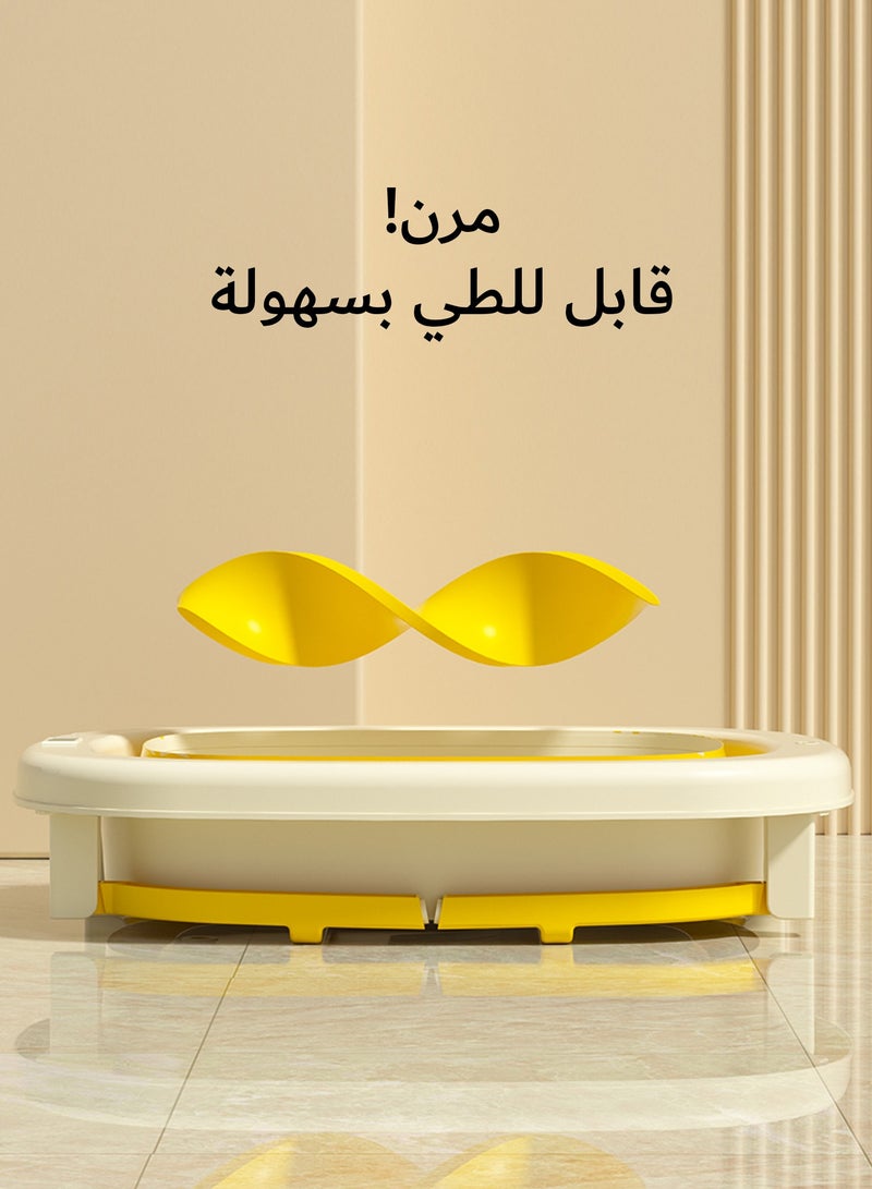 رينوفو حوض استحمام متنقل للأطفال مع ميزان حرارة ومقعد مقاس 71.5X52.5X39 سم حوض استحمام قابل للطي لون أصفر - Image 3