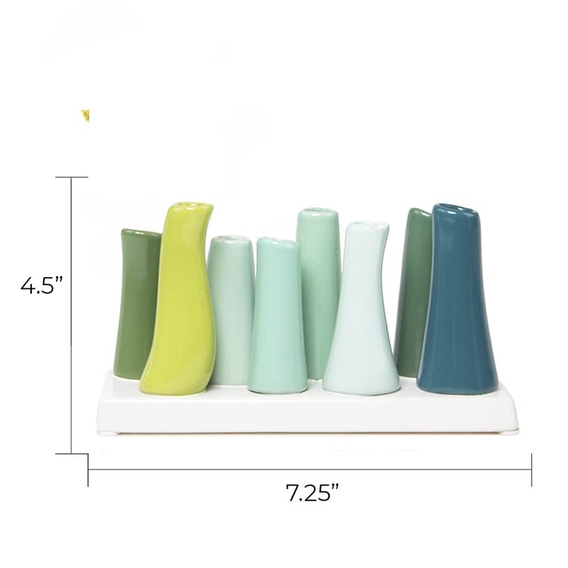 Chive - Pooley 2, Ceramic Flower Vase, 8-Tube Shape (Chartreause) - Image 4