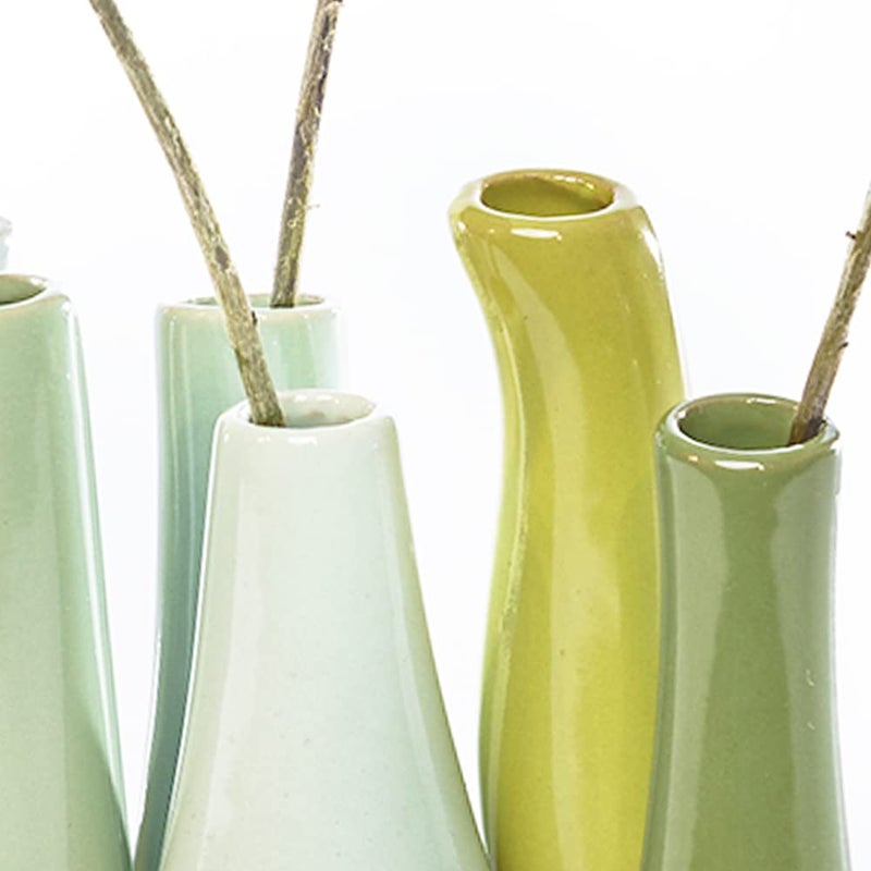 Chive - Pooley 2, Ceramic Flower Vase, 8-Tube Shape (Chartreause) - Image 2