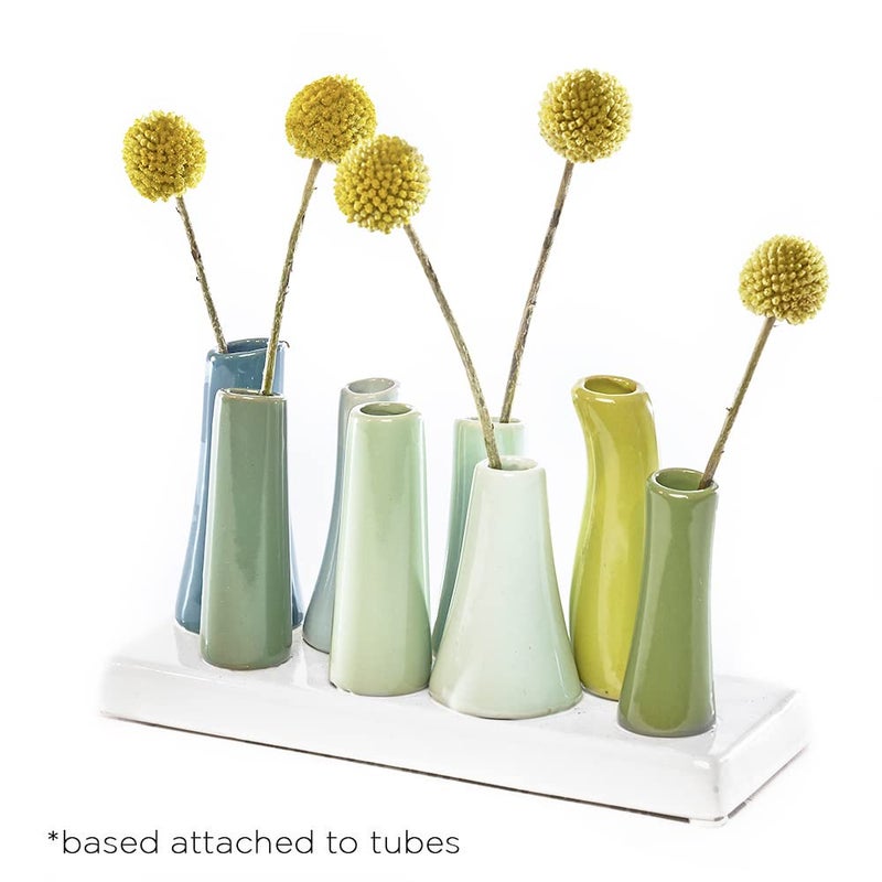 Chive - Pooley 2, Ceramic Flower Vase, 8-Tube Shape (Chartreause) - Image 3