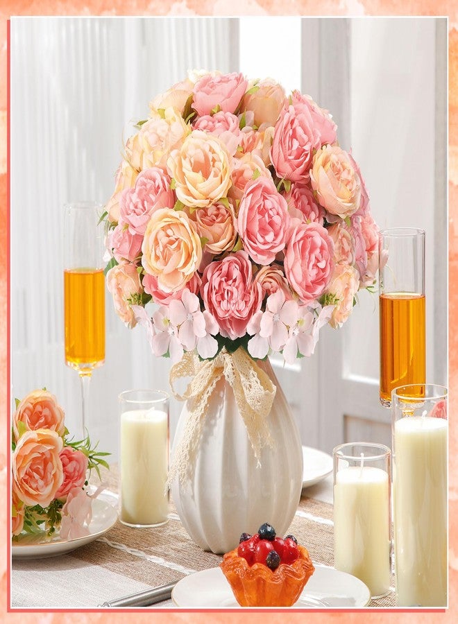 Geosar 8 Bundles Artificial Peonies Flowers Fake Silk Peony Bouquet Faux Peonies Flowers Bulk for Decoration Vase Floral Arrangements Wedding Party Table (Pink,Yellow) - Image 4
