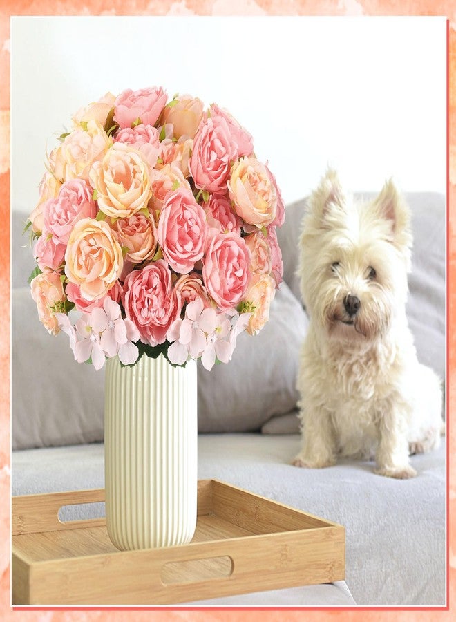 Geosar 8 Bundles Artificial Peonies Flowers Fake Silk Peony Bouquet Faux Peonies Flowers Bulk for Decoration Vase Floral Arrangements Wedding Party Table (Pink,Yellow) - Image 5