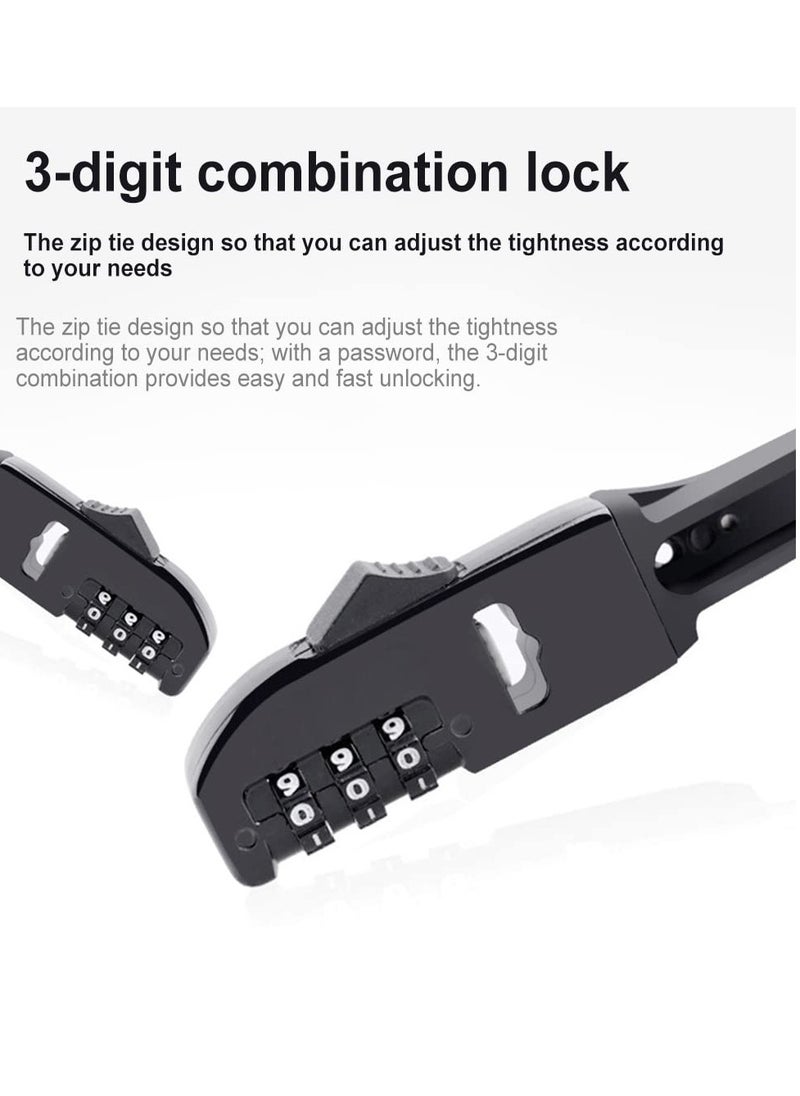 SYOSI - 2Pcs Zip Tie Bike Lock Lightweight Combination Bicycle Lock Small Cable Lock 3 Digit Security Tie Outdoor Equipment Cable Lock for Bikes Refrigerators Helmets Luggage Skis Black - Image 1