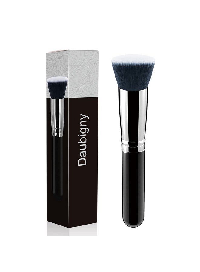 Daubigny Makeup Brush Daubigny Flat Top Foundation Brush For Liquid Makeup Premium And Professional Make Up Foundation Brush Perfect For Mineral Foundation Highlight Flawless Powder Buffing Blending (Black) - Image 1