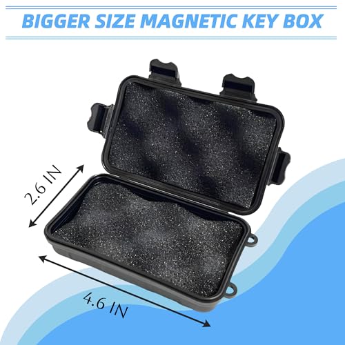 Riomhorry 2 Pcs Magnetic Key Holders Under Car, Hide Key Magnetic Box for Storage Key Indoors, Outdoors, Waterproof Hider Key on The Bottom of Car - Image 2