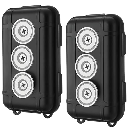 Riomhorry 2 Pcs Magnetic Key Holders Under Car, Hide Key Magnetic Box for Storage Key Indoors, Outdoors, Waterproof Hider Key on The Bottom of Car - Image 1