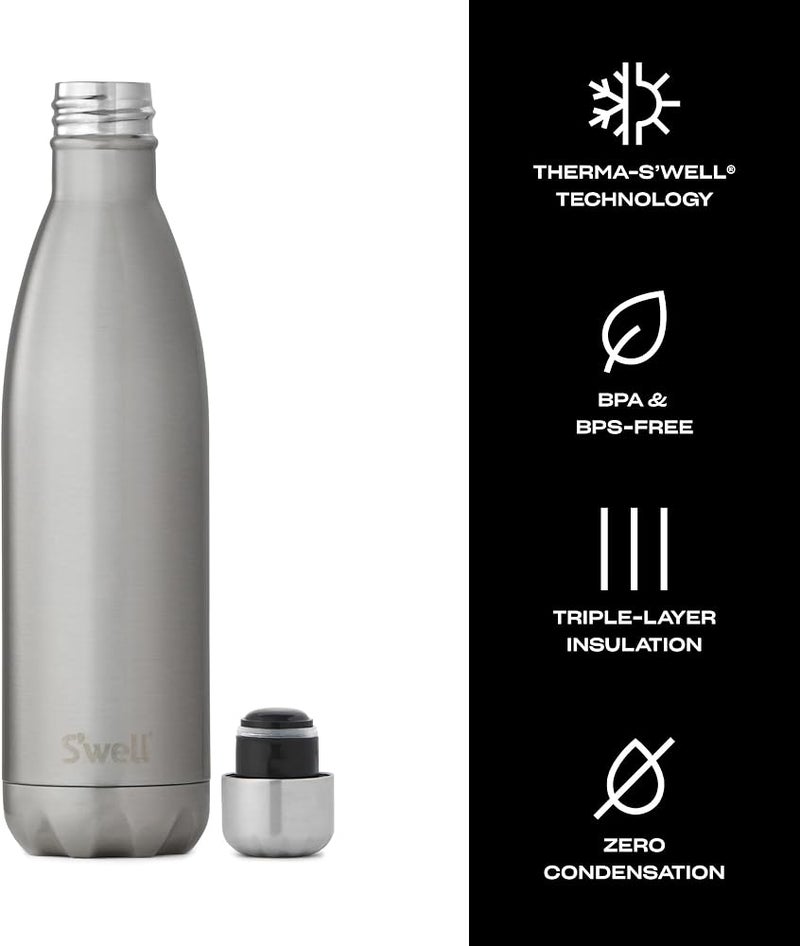 S'well Stainless Steel Water Bottle - 25 Fl Oz - Silver Lining - Triple-Layered Vacuum-Insulated Containers Keeps Drinks Cold for 48 Hours and Hot for 24 - BPA-Free - Perfect for the Go - Image 2
