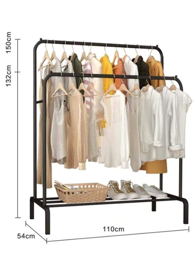 keke Double Pole Stainless Steel Cloth Hanging Coat Stand and Shoe Rack  - Image 3