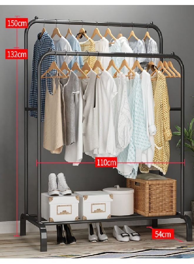 keke Double Pole Stainless Steel Cloth Hanging Coat Stand and Shoe Rack  - Image 5