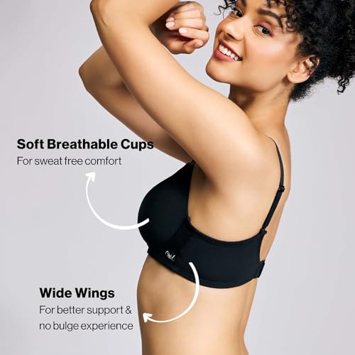 NYKD (NYB198 Cotton Lightly Padded & Non Wired T-Shirt Bra for Women | Medium Coverage Bra with Soft Detachable Straps | Ideal for All Day Comfort - Black - Image 3