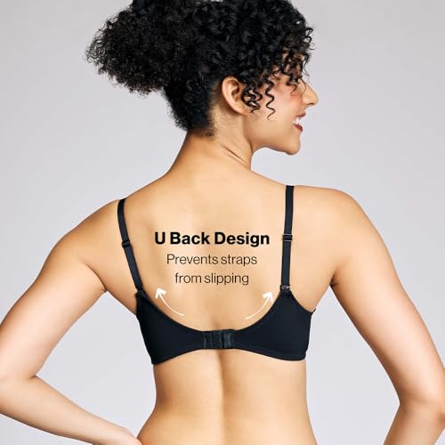 NYKD (NYB198 Cotton Lightly Padded & Non Wired T-Shirt Bra for Women | Medium Coverage Bra with Soft Detachable Straps | Ideal for All Day Comfort - Black - Image 5