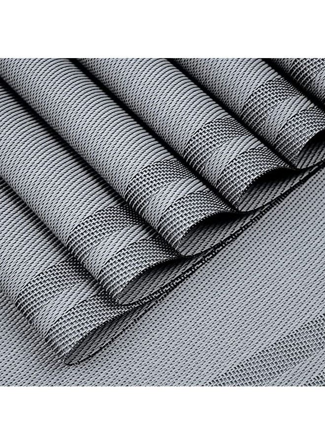 Arabest Set of 8 Placemats, Non-Slip Crossweave Woven Vinyl Insulation Placemat Washable Table Mats 45x30cm (Grey)  - Image 2