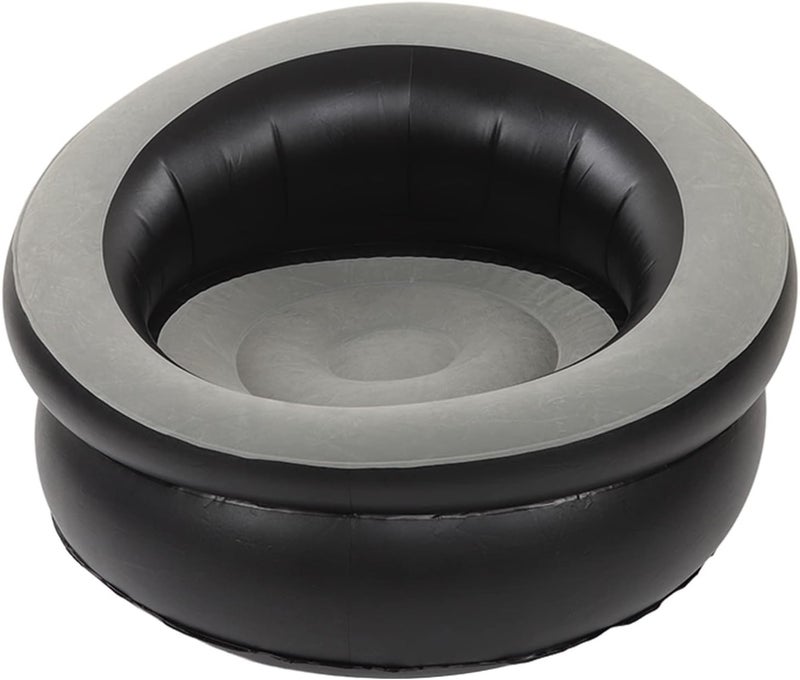 Premium Flocking Inflatable Couch, Inflatable Sofa Chair with Ergonomic Design, Compact Air Lounge for Living Room Bedroom Balcony Travel Camping Beach (Grey) - Image 1
