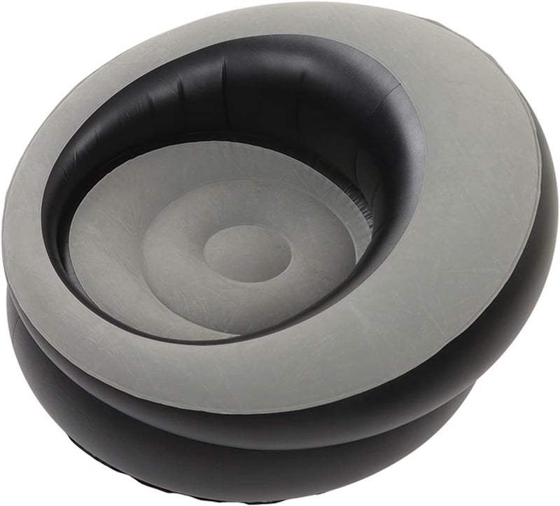 Premium Flocking Inflatable Couch, Inflatable Sofa Chair with Ergonomic Design, Compact Air Lounge for Living Room Bedroom Balcony Travel Camping Beach (Grey) - Image 5