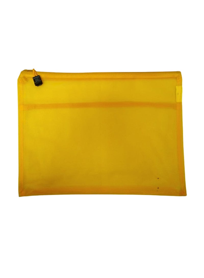 Libra Zipper Pouch, A4 Size Waterproof Mesh Bag Document Bag File Folder for School Office Supplies Yellow - Image 1