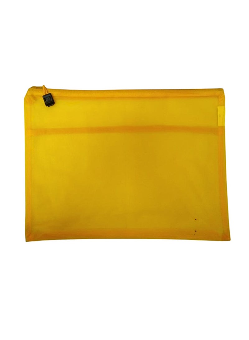 Libra Zipper Pouch, A4 Size Waterproof Mesh Bag Document Bag File Folder for School Office Supplies Yellow - Image 2