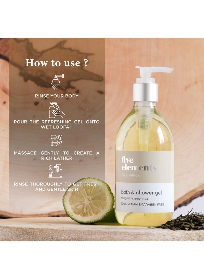 KIMIRICA Five Elements Premium Body Wash With The Goodness Of Tangerine & Green Tea | 100% Vegan & Paraben Free Shower Gel | Hydrating, Cleanse Skin,Moisturizing Body Wash 300Ml  - Image 4