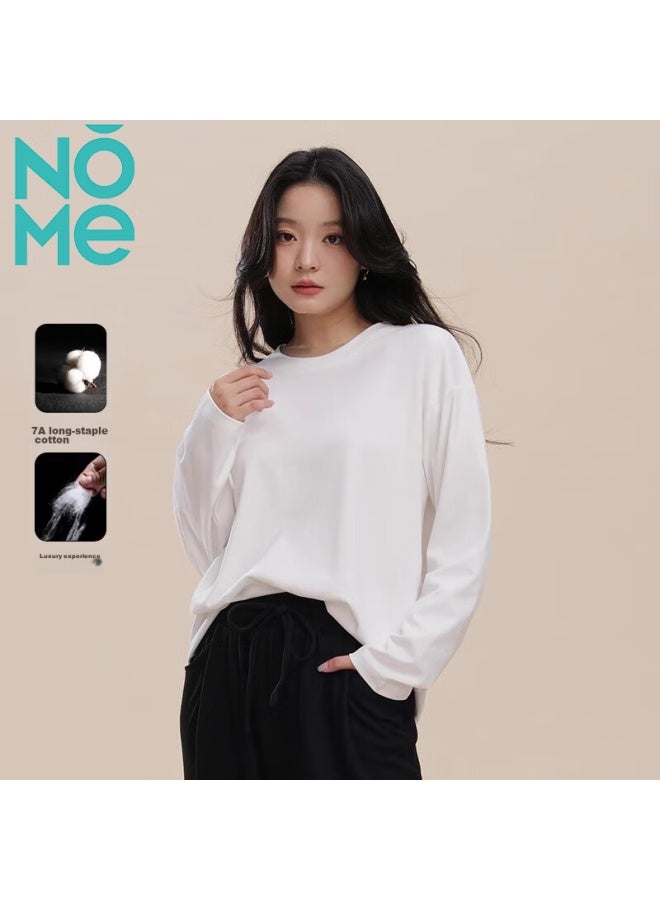 Nome Women's Base Layer Top, Spring Simple White Basic Inner Wear, Long-sleeve Undershirt, White, XL - Image 1