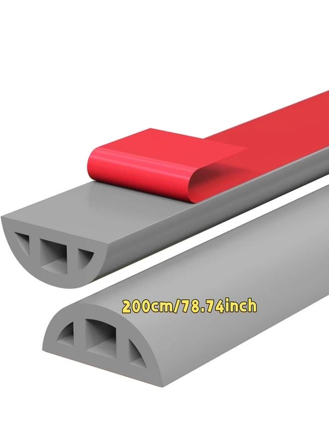 Foldable Self Adhesive Shower Threshold Water Dam 200cm Grey Splash Guard for Bathroom Kitchen - Image 1