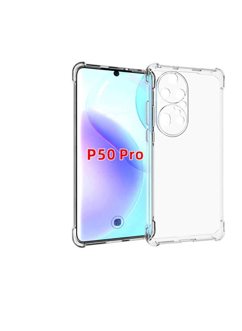 جراب متوافق مع Huawei P50 Pro ، غطاء سيليكون شفاف TPU Gorilla مضاد للصدمات كاميرا زوايا مقاومة للصدمات لهاتف Huawei P50 Pro - شفاف - Image 1
