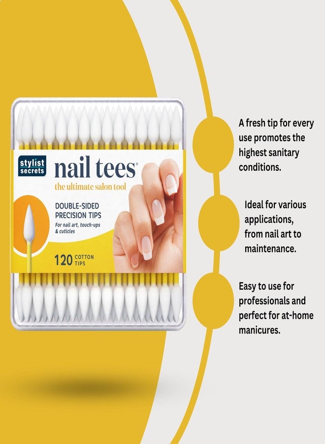 Fran Wilson NAIL TEES COTTON TIPS 120 Count (3 PACK) - The Ultimate Nail Tool, Multi-Purpose Double-sided Swabs with Pointed Ends for Precise Touch-ups and the Perfect At-Home Manicure & Pedicure - Image 2