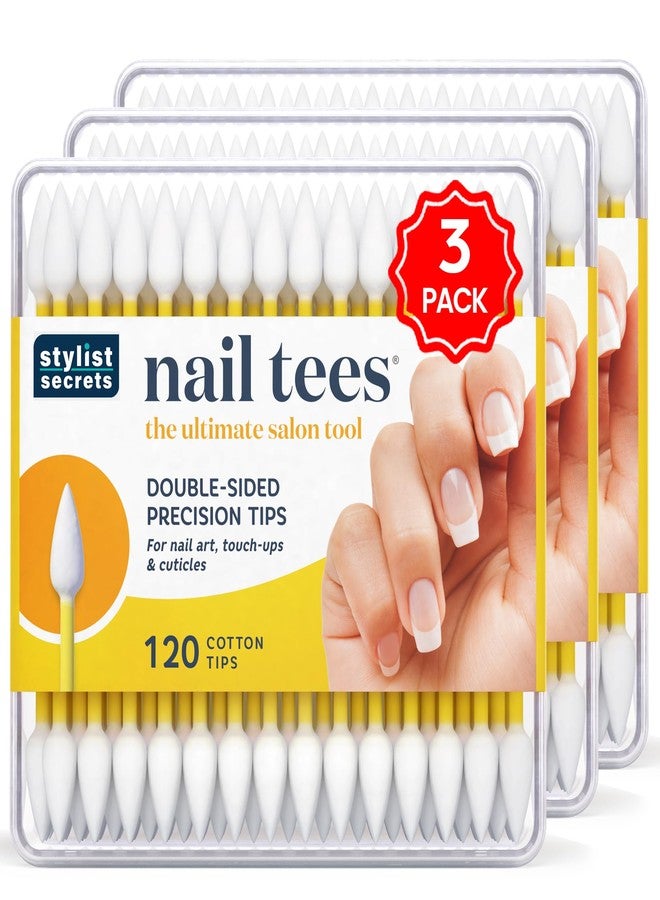 Fran Wilson NAIL TEES COTTON TIPS 120 Count (3 PACK) - The Ultimate Nail Tool, Multi-Purpose Double-sided Swabs with Pointed Ends for Precise Touch-ups and the Perfect At-Home Manicure & Pedicure - Image 1