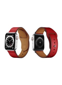Genuine Leather Replacement Band For Apple Watch Series 6/SE/5/4/3/2/1 Dark Red