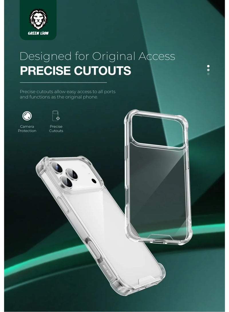 GREEN LION iPhone 17 Pro Max Anti-Shock Case / Hybrid Protection / Drop & Scratch Proof / HD Clarity / Air Cushion Technology / Precise Cutouts - Clear - Image 3