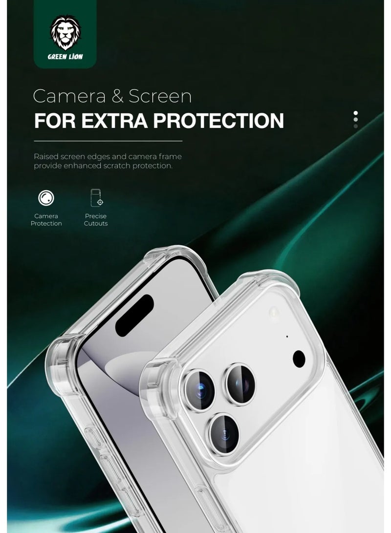 GREEN LION iPhone 17 Pro Max Anti-Shock Case / Hybrid Protection / Drop & Scratch Proof / HD Clarity / Air Cushion Technology / Precise Cutouts - Clear - Image 5