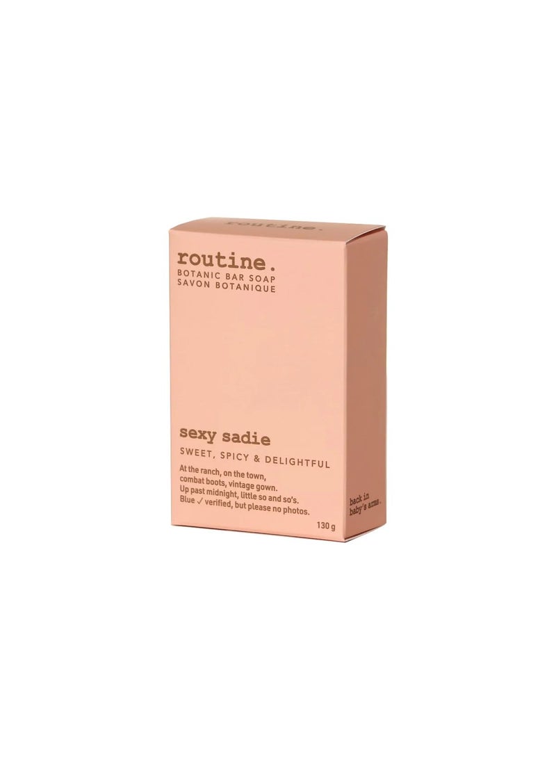 routine Routine Sexy Sadie 130g Natural Bar Soap. Ylang Ylang, Sweet Orange, Vanilla & Cinnamon. Botanical | Handcrafted | No Synthetic Fragrance | Pure Botanic Oil Scent Blends 