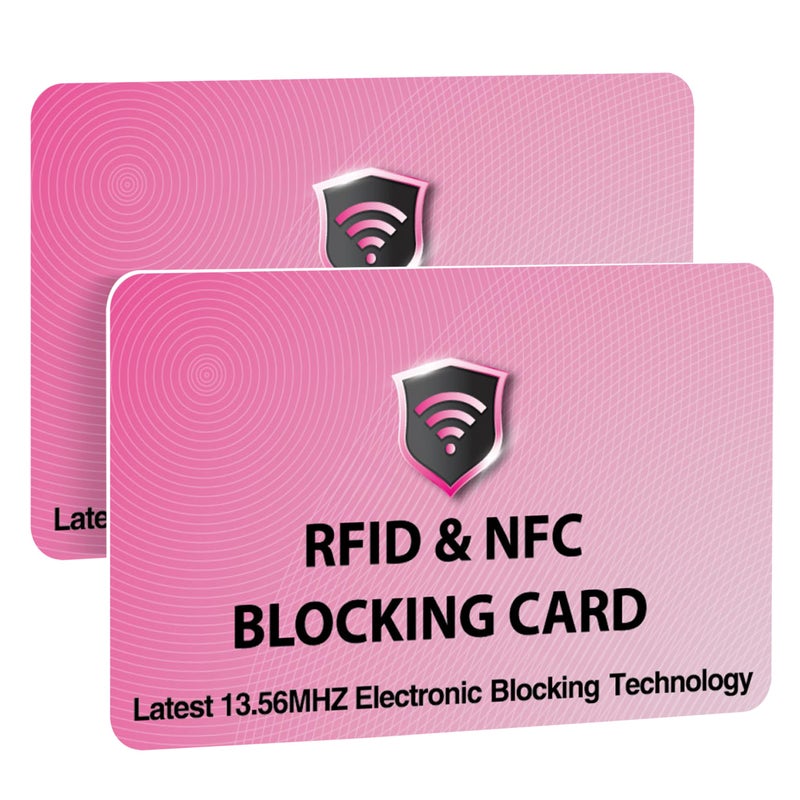SaiTech IT 2 PK RFID Blocking Cards Protect Your Entire Wallet, Purse, and Cards from NFC Contactless Theft Wallet for Men & Women - Pink - Image 1
