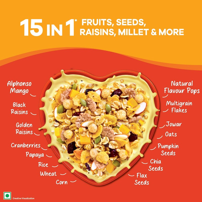 Saffola Muesli Mango Crunch, with Real Alphonso Mango 400g | Limited Edition, with crunchy Flavour Pops | Breakfast Cereal - Image 5