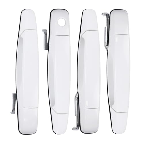 GafeSkui White Exterior Door Handle 4 PCS Front Rear Driver Passenger Compatible with 20072014 Cadillac Escalade Chevy Avalanche Silverado Suburban GMC Sierra Yukon Replace OE 22738722 22738721 20828258 - Image 3
