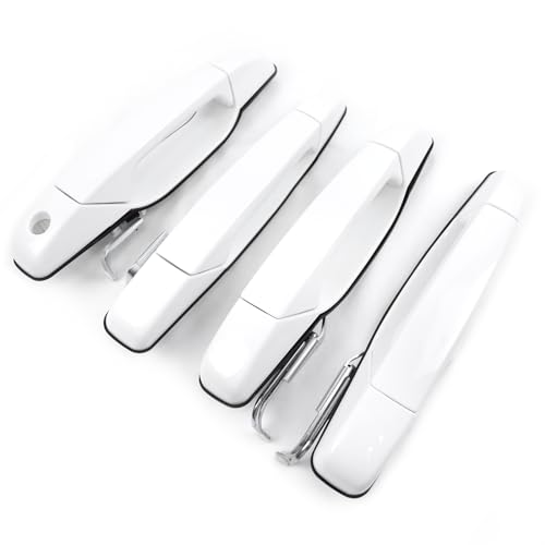 GafeSkui White Exterior Door Handle 4 PCS Front Rear Driver Passenger Compatible with 20072014 Cadillac Escalade Chevy Avalanche Silverado Suburban GMC Sierra Yukon Replace OE 22738722 22738721 20828258 - Image 1