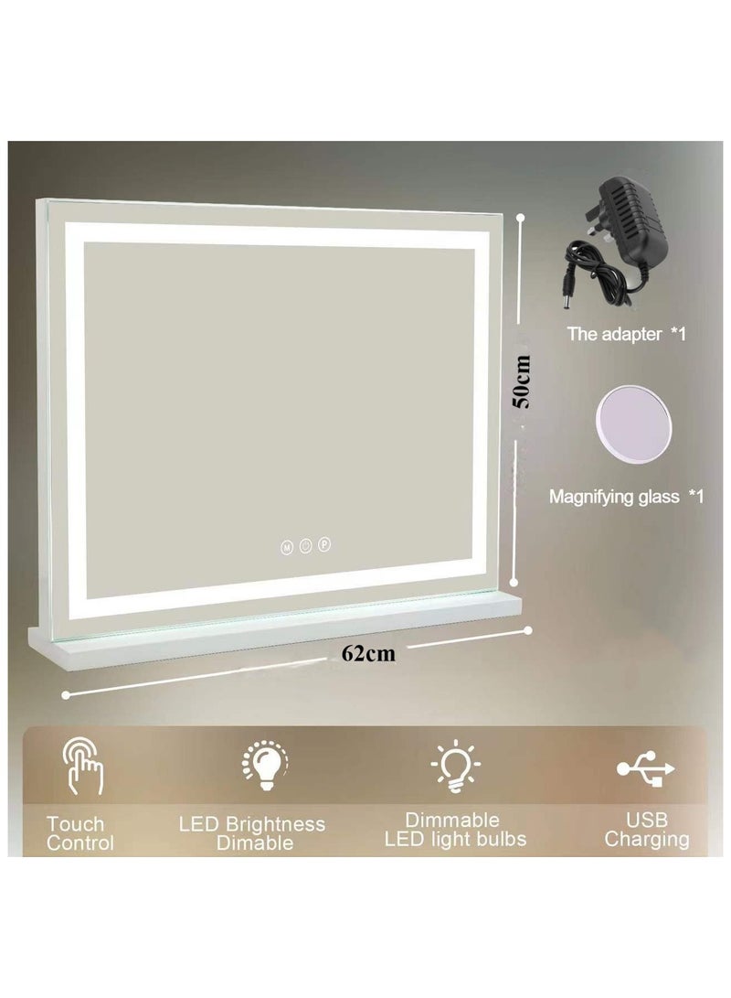 LED Lighted Vanity Mirror Dimmable Touch Sensor 62x50cm White - Image 2