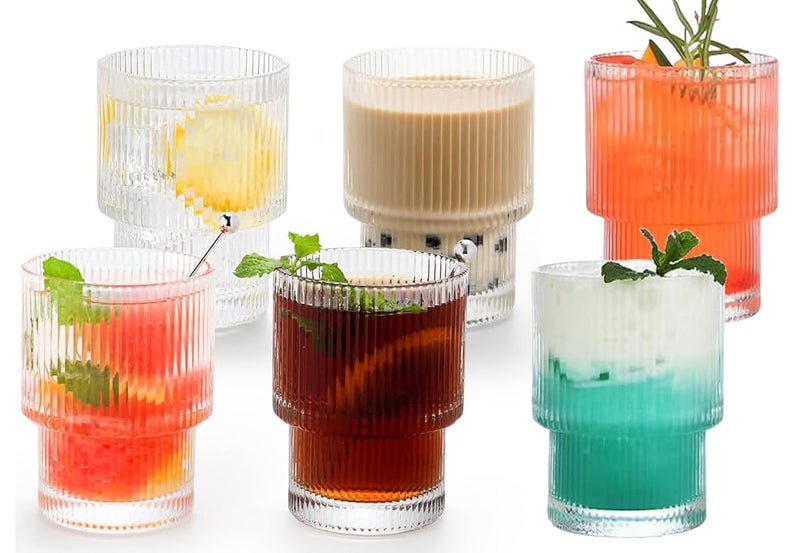 Mivana 220ml Italian Premium Juice Glasses and Transparent Water Glass Medium Size Tumbler Glasses for Drinking Water and Cocktails, Diamond Design Glass Water Glass Set of 6 (Rubi x, Set of 6) - Image 1