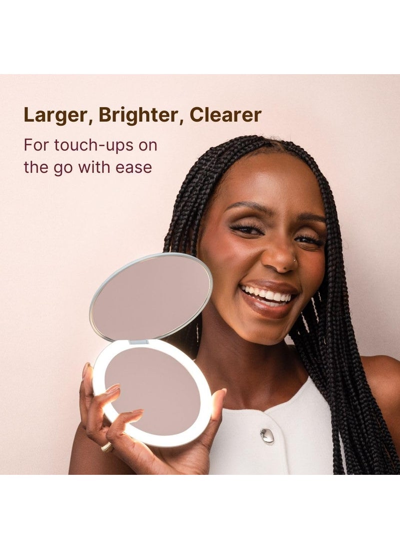 Fancii Fancii Taylor Rechargeable Compact Makeup Mirror with LED Lights 10x 1x Magnifying 3 Light Settings Large 5 Wide  Travel Mirror for Purses Soft Sky  - Image 2