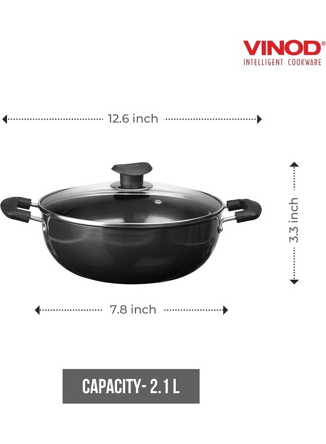 Vinod Hard Anodized Deep Kadai with Glass Lid- 20 cm, 2.1 Ltr Non - Induction - Image 2