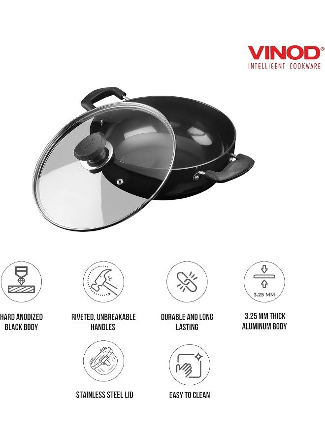 Vinod Hard Anodized Deep Kadai with Glass Lid- 20 cm, 2.1 Ltr Non - Induction - Image 4