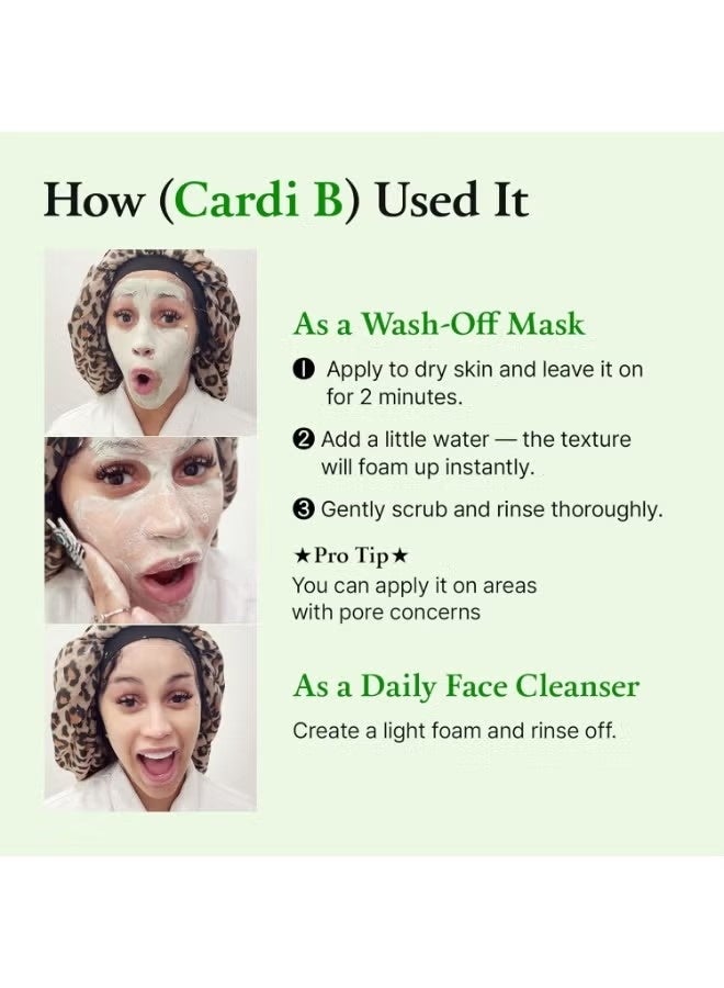 Fully Green Tomato Clay Mask Cleanser, Cardi B’s Pore Mask Pick for 2-Minute Pore Detox, Blackhead & Sebum Control, 49% Green Tomato Extract, Vegan Fragrance-Free Korean Skincare, 4.05 fl oz - Image 3