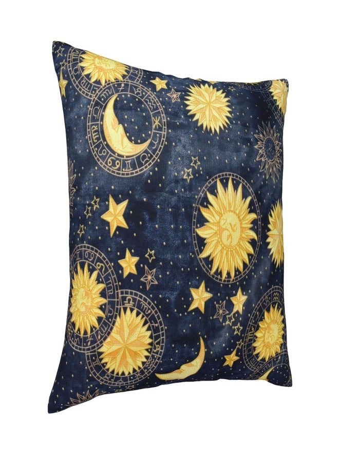 VARUN Golden Stars Moon Sun Face Throw Pillow Covers Fantasy Universe Pattern Vintage Starry Sky Design Square Pillowcases for Home Decor Sofa Car Bedroom Pillow case 18x18inch - Image 2