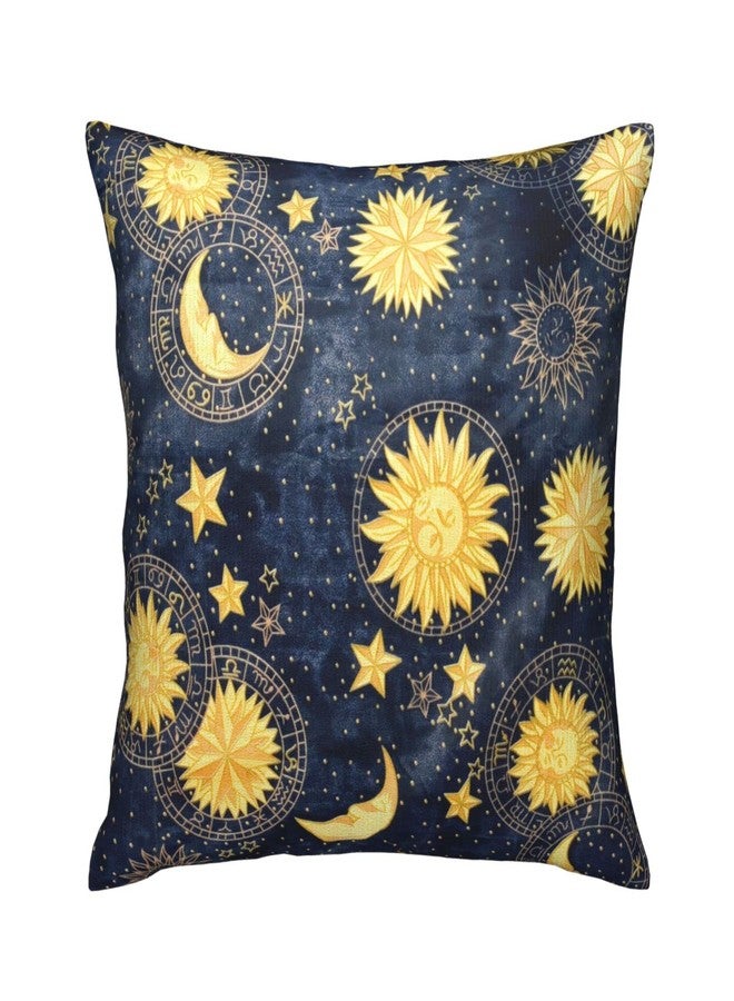 VARUN Golden Stars Moon Sun Face Throw Pillow Covers Fantasy Universe Pattern Vintage Starry Sky Design Square Pillowcases for Home Decor Sofa Car Bedroom Pillow case 18x18inch - Image 5