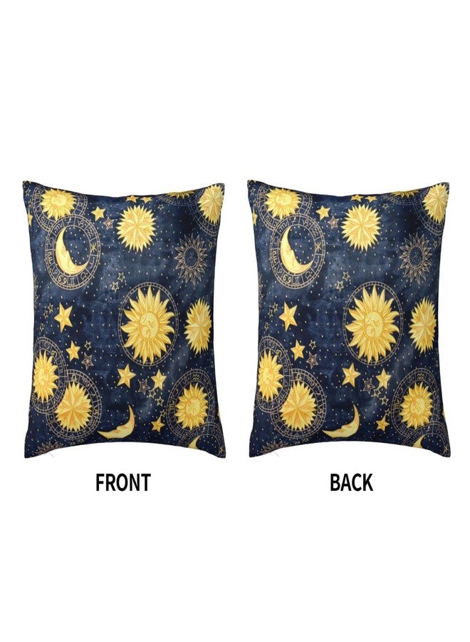 VARUN Golden Stars Moon Sun Face Throw Pillow Covers Fantasy Universe Pattern Vintage Starry Sky Design Square Pillowcases for Home Decor Sofa Car Bedroom Pillow case 18x18inch - Image 3