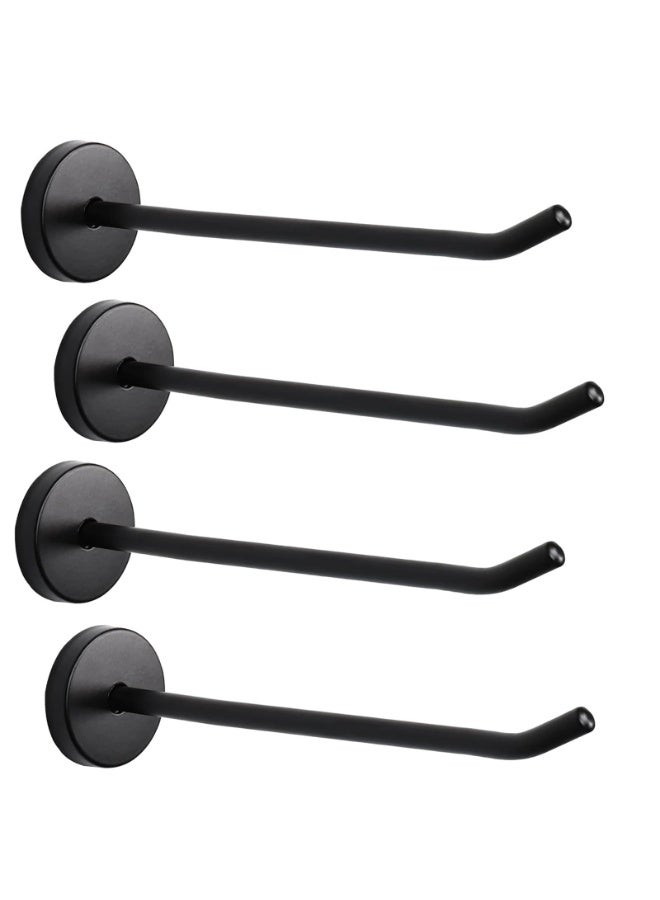 KISSUN Robe Hook Coat Hook Heavy Duty Long Nose Wall Mount Hook Stainless Steel Black Matt Surface 145mm/5.7" Length - Pack of 4 - Image 1