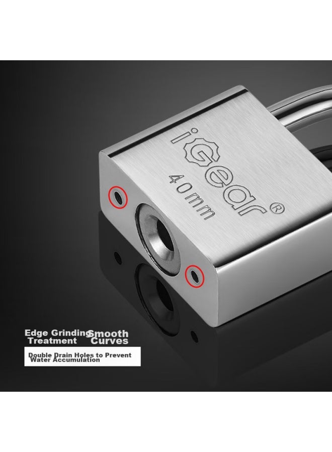 Igear Padlock, Waterproof And Rust-resistant, Door Lock, Tool Lock, For Shops, Gates, Warehouses, Car Trunks, Home Use, Schools, Anti-theft And Tamper-proof Lock, 40mm - Image 2