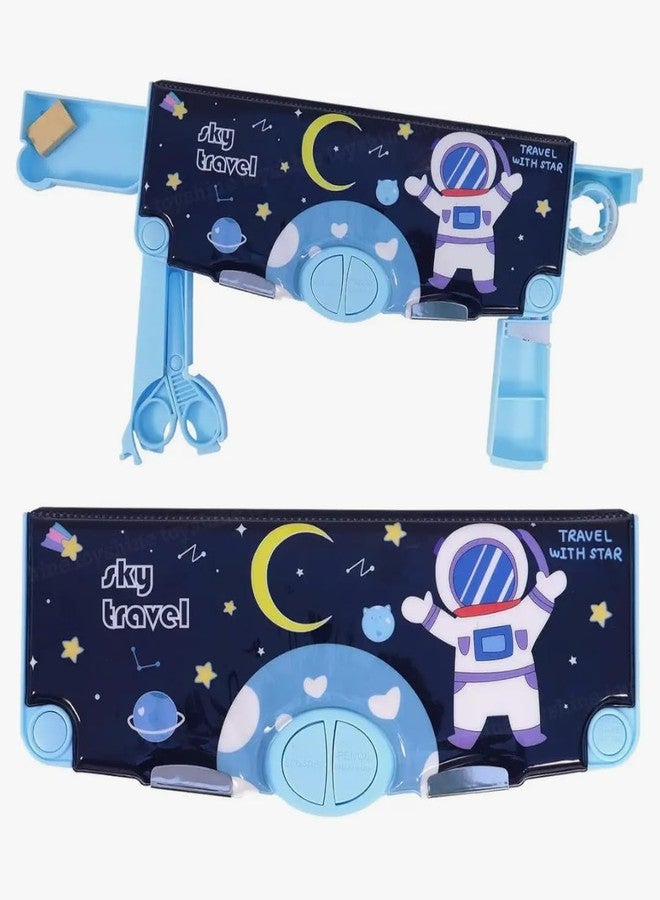 Lobe Miracle Space Theme Space Theme Pencil Box for Kids - Astronaut Pencil Case with Magnetic Lock & Built-in Dual Sharpener - Jumbo Compass Box for Boys & Girls - Ideal Birthday Return Gift for Kids (Blue) - Image 1