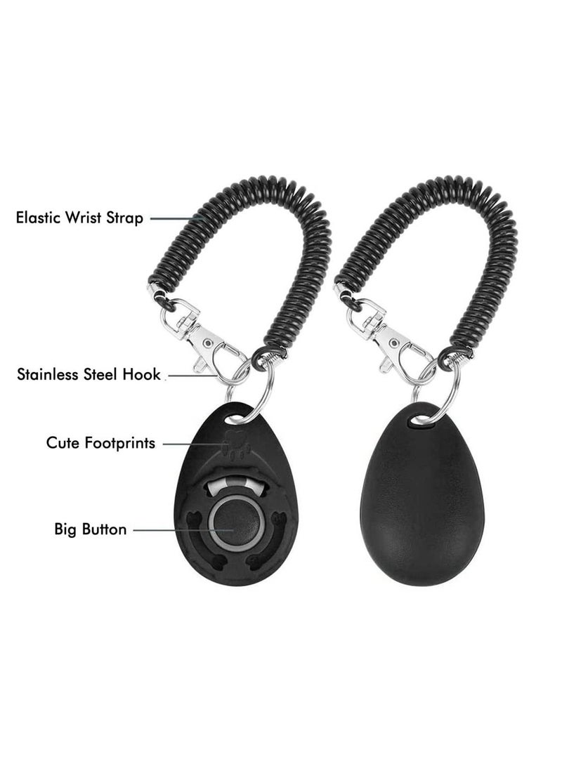 SYOSI 2 Pack Pet Trainer Dog Training Clicker with Wrist Strap Big Button Effective Behavioral Training Tool for Cats Birds Puppy Recall Blue and Black - Image 5
