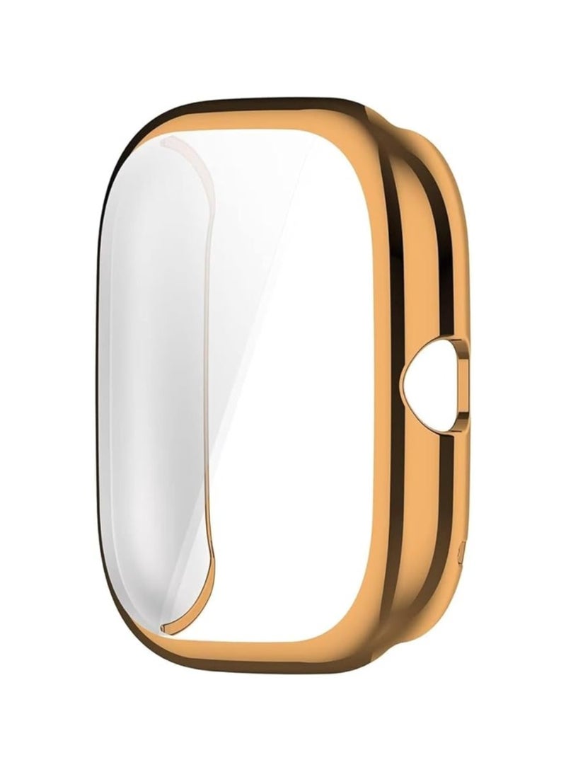 حافظة ELMO3EZZ متوافقة مع Amazfit GTS 4 Mini (ليست لـ GTS4) حافظة حماية شاشة شاملة للساعة غطاء ناعم من مادة TPU مقاوم للصدمات غطاء نحيف واقي ممتص للصدمات (ذهبي وردي) - Image 4