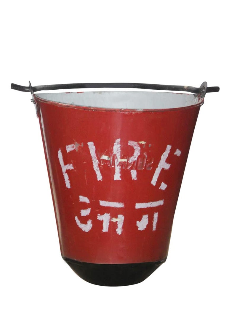 Generic Fire Shape Industries GalvanizedIron Safety Fire Bucket for Fireplace Burning Wood Indoor Outdoor Ashes Carrier Container 9L Red 