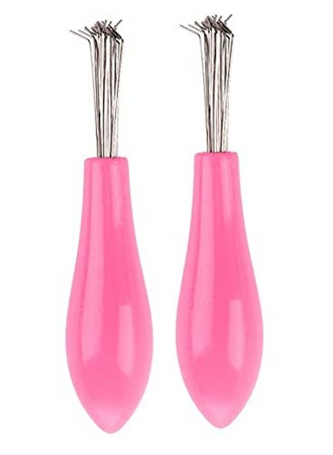 Alexvyan Pink Hair Brush Rake Hairbrush Cleaner Of Metal Wire Comb Cleaner Tool Brush Rake Cleaner With Handle For Home And Salon (Pack Of 2) - Image 1